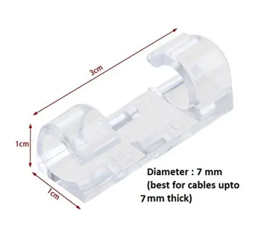 40Pcs Transparent Self-Adhesive Cable Clips & Wire Organizer – Strong Sticky Desktop Cable Holder for USB, Charging, Data, LAN & Earphone Wires (2 Packet)